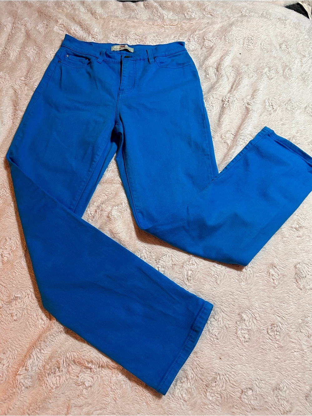 Vintage Levi's 512’s Bright Blue Women's Straight-Leg Jeans 30x32